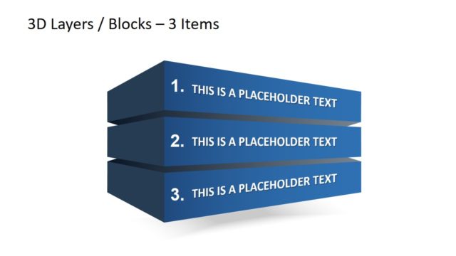 3D Block Layers 3 Steps PowerPoint Diagrams