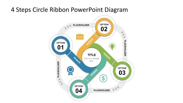 4 Steps Circle Ribbon PowerPoint Diagram