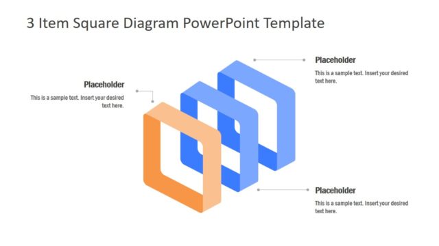 3 Item Square Diagram PowerPoint Template