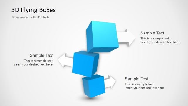 Three 3D Flying Boxes for PowerPoint
