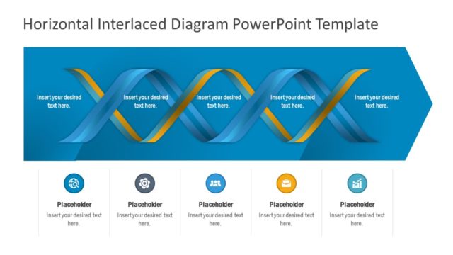 5-Step Horizontal Interlaced Diagram PowerPoint Template