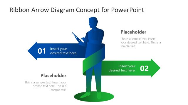 2-Step Ribbon Arrow Diagram Concept for PowerPoint