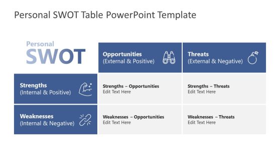 Personal SWOT Table PPT Layout 