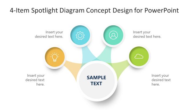 4-Item Spotlight Diagram Concept Design for PowerPoint