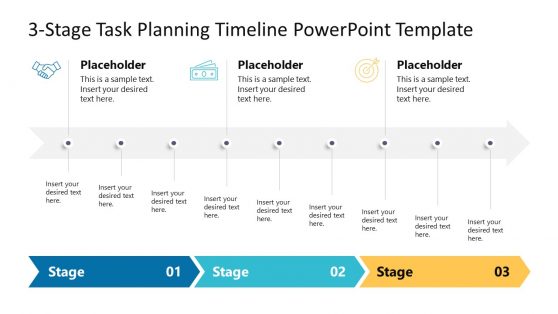 3 Stage Task Planning Timeline Template for PowerPoint