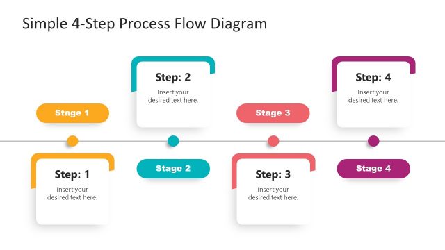 Simple 4-Step Process Flow Diagram PowerPoint Template