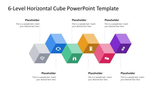 6-Level Horizontal Cube Infographic Template for PowerPoint