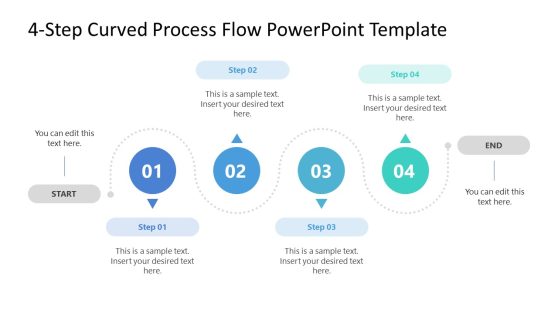 4-Step Curved Process Flow Template for Presentation