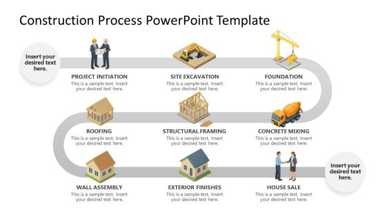 Editable Construction Process Diagram Slide for PPT