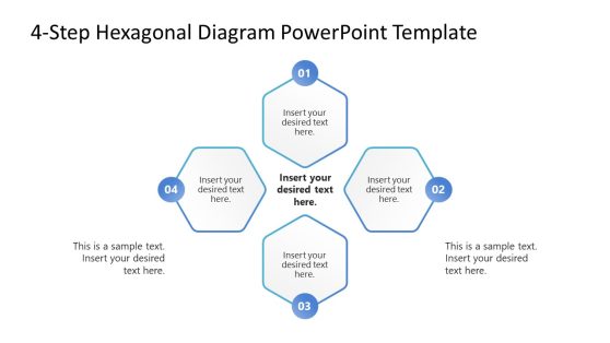 4-Step Hexagonal Diagram Pesentation Template
