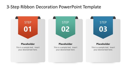 3-Step Ribbon Decoration Template for PowerPoint 