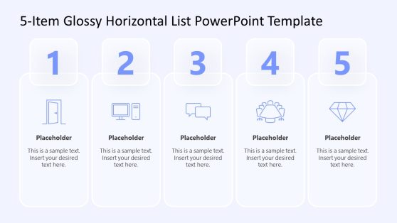 5-Item Glossy Horizontal List PowerPoint Template