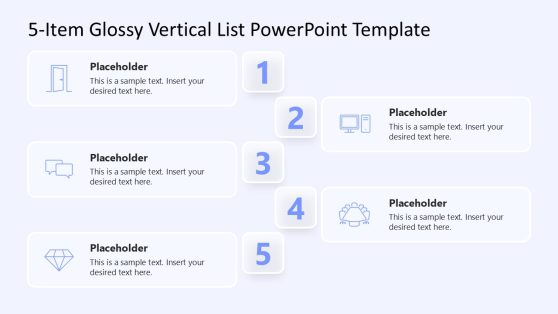 5-Item Glossy Vertical List Presentation Template