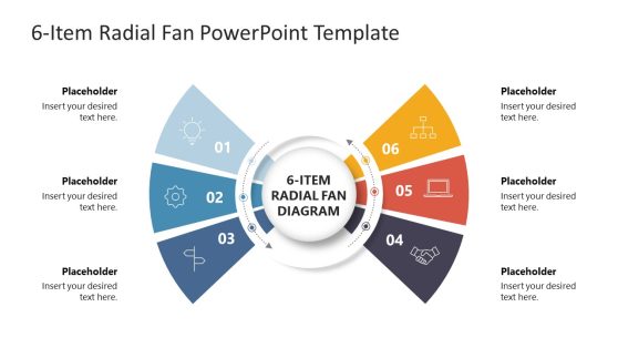 Editable 6-Item Radial Fan PPT Template