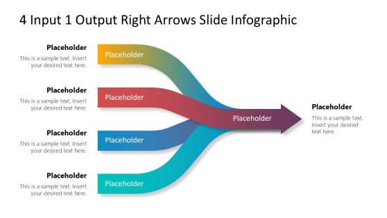 4 Input 1 Output Right Arrows Slide PowerPoint Template