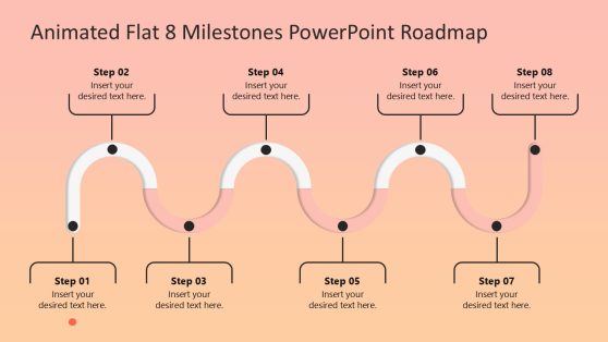 Animated Flat 8 Milestones Roadmap Diagram Template