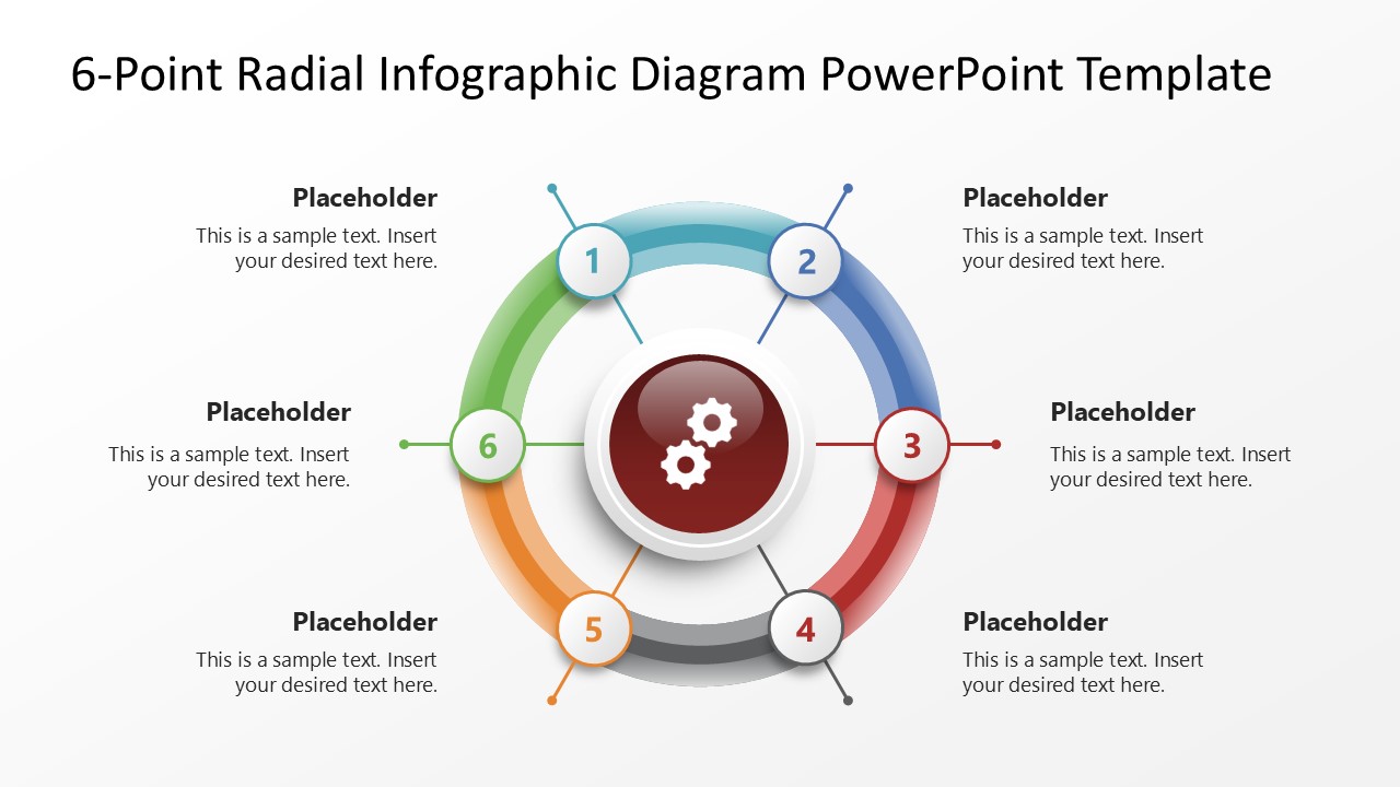 Editable 6-Point Radial Infographic PPT Layout 