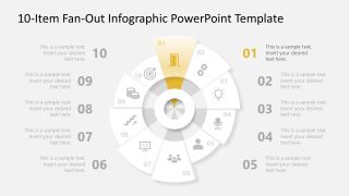 10-Item Fan-Out Infographic PPT Diagram Slide  
