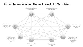 Editable 8-Item Interconnected Nodes Template for Presentation 