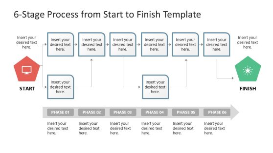 6-Stage Process From Start to Finish Presentation Slide 