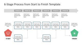 Modern Layout for 6-Stage Process From Start to Finish Diagram 