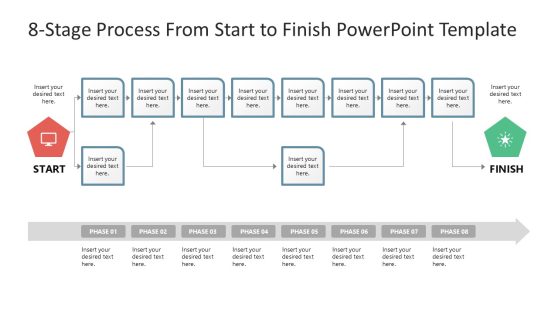 8-Stage Process From Start to Finish PowerPoint Template