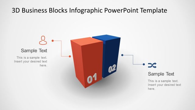 Animated 3D Business 2 Blocks Diagram for PowerPoint