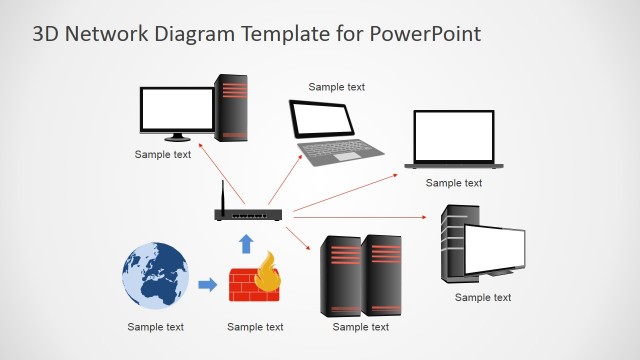 3D Computers Network Diagram for PowerPoint