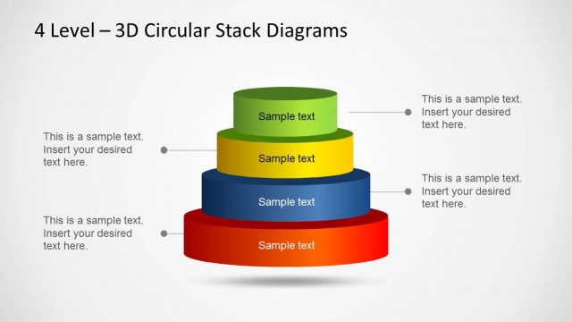3D Circular Stack Diagram for PowerPoint with 4 Levels