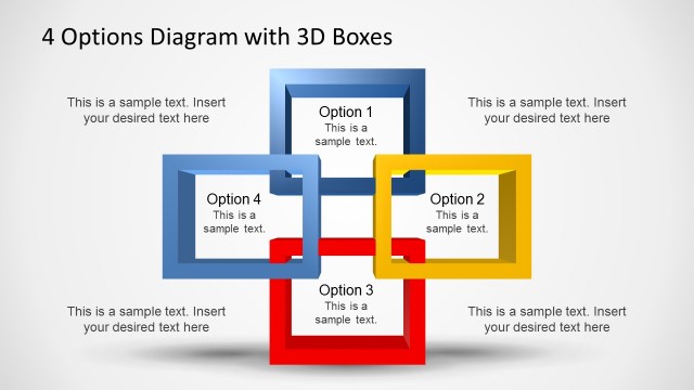 4 Options Diagram Template for PowerPoint with 3D Boxes
