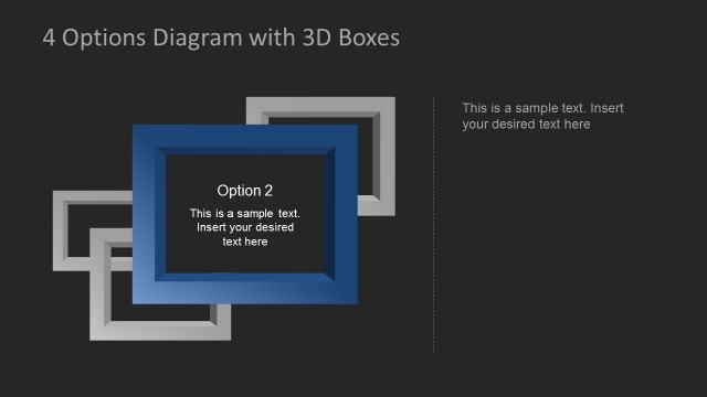 Second Option PowerPoint 3D Frame Highlighted in Dark Blue