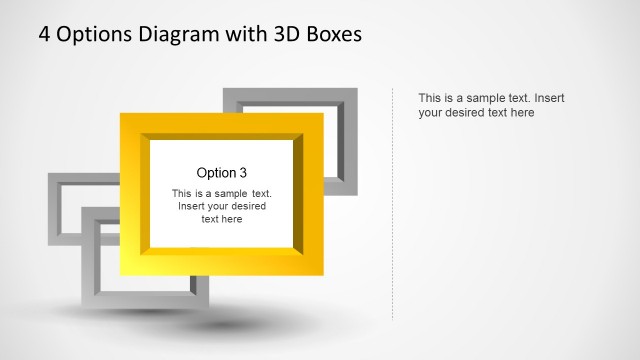 4 Options 3D Frames Diagram PowerPoint Template