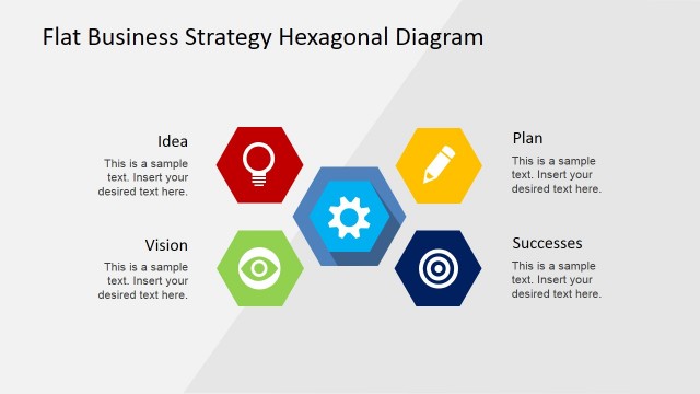 Flat Business Strategy Hexagonal PowerPoint Diagram
