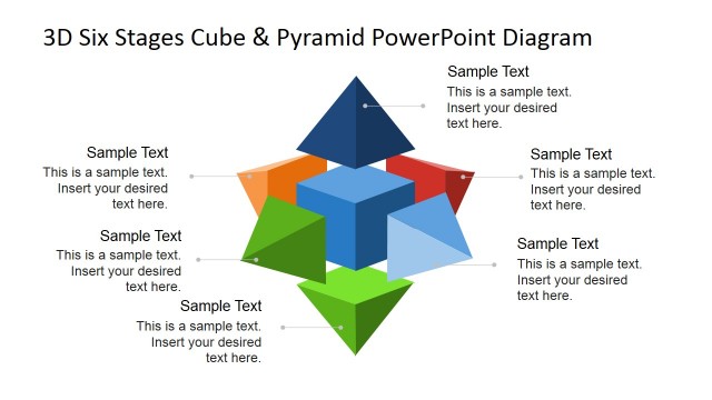 3D Six Stages Cube & Pyramid PowerPoint Diagram
