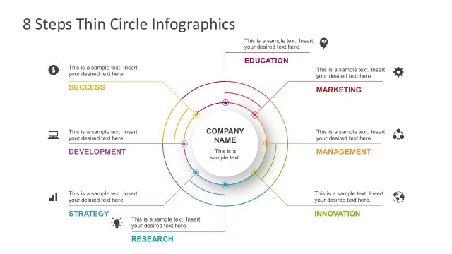 8 Steps Thin Circle Infographics Template for PowerPoint