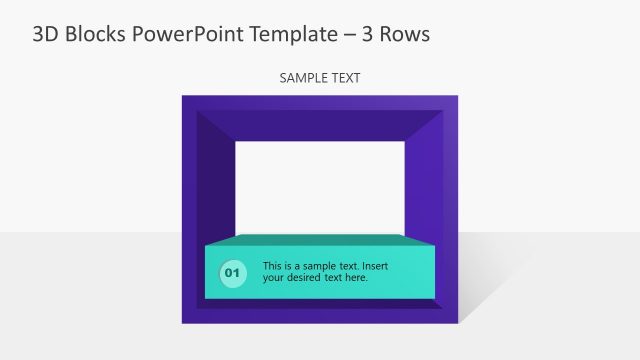 3D Blocks PowerPoint Template with 3 Rows