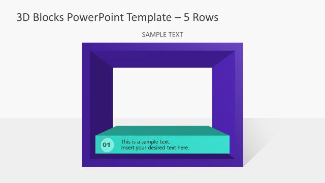 3D Blocks PowerPoint Template with 5 Rows