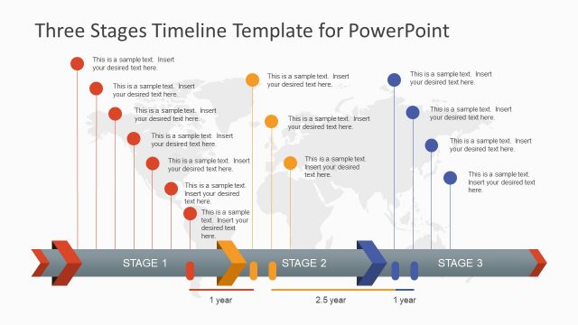 Three Stages Timeline Template for PowerPoint