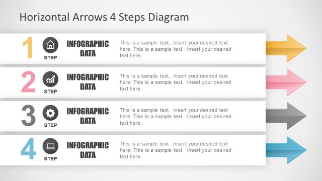 Horizontal Arrows 4 Steps Diagram