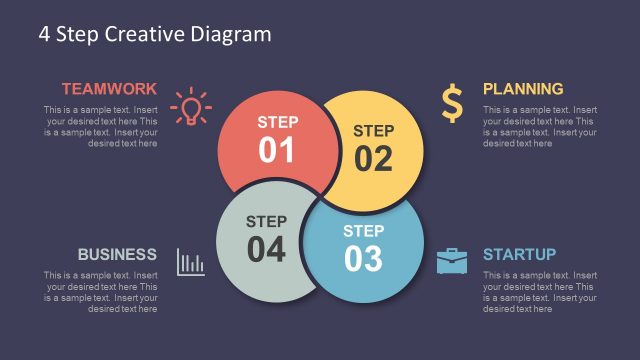4 Step Creative Diagram Template for PowerPoint