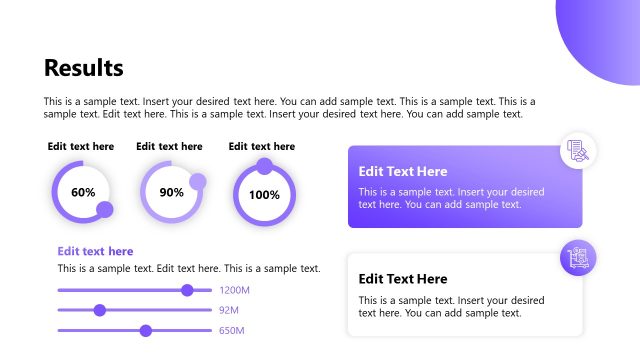 Results Presentation Slide with Circular Progress Bars