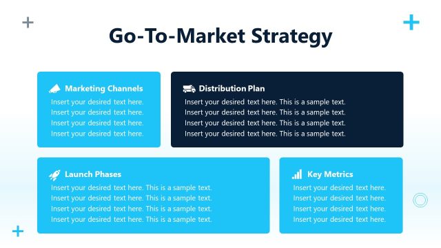 Go-To-Market Strategy Slide with Placeholder Text Sections