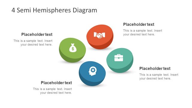 4 Semi Hemispheres Diagram for PowerPoint