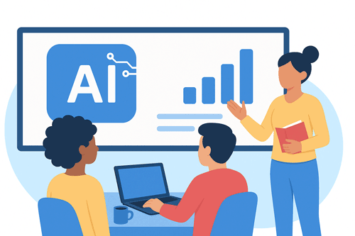 SlideModel AI in the hands of a presenter